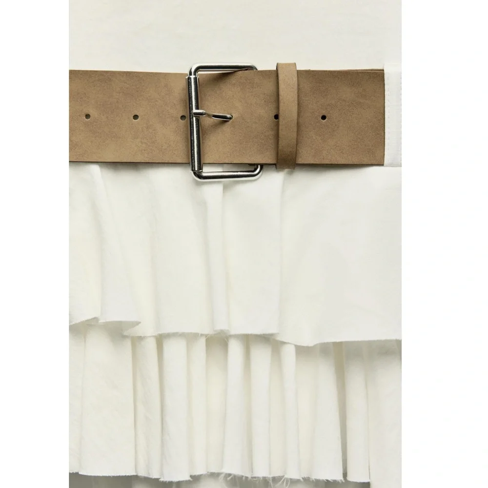 Zara BELTED RUFFLED DRESS - Picture 11 of 16